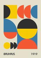 minimale vintage 20s geometrisch ontwerp posters, kunst aan de muur, sjabloon, lay-out met primitieve vormen elementen. Bauhaus retro patroon achtergrond, vector abstracte cirkel, driehoek en vierkante lijntekeningen.