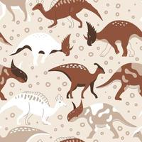 Jura wild dinosaurussen Aan een beige achtergrond. naadloos patroon met dieren voor kleding stof en behang. vector