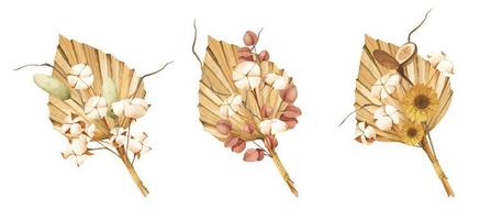 reeks van waterverf bloemen kader boeketten van herfst bladeren. vector