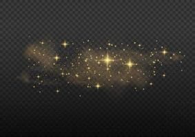 de stof vonken en gouden sterren schijnen met speciaal licht. vector schittert. Kerstmis licht effect.