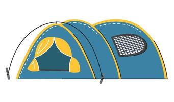 toerist koepel concept ontwerp. camping tent voor buitenshuis activiteiten. avontuur wandelen en sport- toerisme seizoen. reis in natuur. hand- getrokken vlak vector illustratie geïsoleerd Aan wit achtergrond