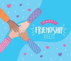 gelukkige vriendschapsdag belettering kaart vector