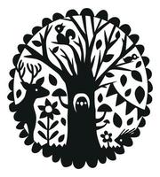 herfst Woud dieren silhouet vector illustratie