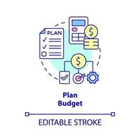 plan begroting concept icoon. projecten financieel voorraad. budgettering type abstract idee dun lijn illustratie. geïsoleerd schets tekening. bewerkbare hartinfarct. vector