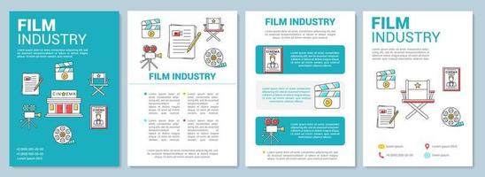 cinematografie industrie sjabloon indeling. film, video productie. folder, boekje, brochure afdrukken ontwerp met lineair illustraties. vector bladzijde indelingen voor tijdschriften, jaar- rapporten, reclame posters