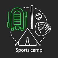 sport- wedstrijd opleiding kamp krijt concept icoon. zomer actief en competitief club, vakantie toevlucht idee. sport, Gezondheid georiënteerd gemeenschap. vector geïsoleerd schoolbord illustratie