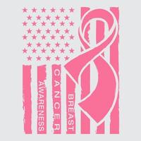 bewustzijn lint met Amerikaans verontrust vlag zwart ons vlag roze, borst kanker bewustzijn vector