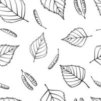 naadloos patroon met herfst berk bladeren. herfst vakantie achtergrond. hand- getrokken vector illustratie.