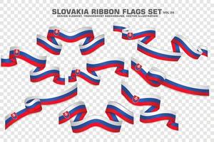 Slowakije lint vlaggen set, element ontwerp. vector illustratie