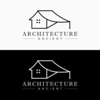 huis architectuur klassiek modern architect vernieuwing reparatie luxe logo ontwerp vector