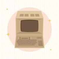 retro oud computer, oud klassiek computer vlak ontwerp vector