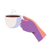 hete koffiekop in de hand vector