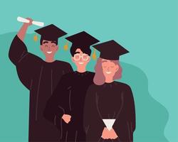 college studenten en diploma vector