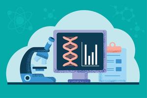 dna microscoop, computer vector