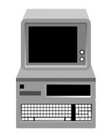 oud computer met een toetsenbord en toezicht houden op Aan een wit achtergrond vector