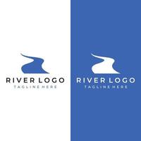 logos van rivieren, kreken, rivieroevers en stromen. rivier- logo met combinatie van bergen en bouwland met concept ontwerp vector illustratie sjabloon.