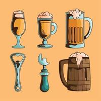 zes bier drinken pictogrammen vector