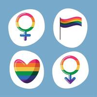 vier lgbtq gemeenschap pictogrammen vector