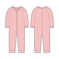 Onesie met een lang mouwen. zuigeling rompertje. roze kleur. baby lichaam slijtage bespotten omhoog. kinderen bodysuit. technisch schetsen vector