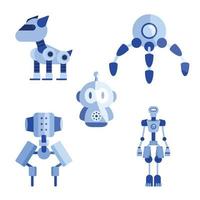 vijf blauw robots vector