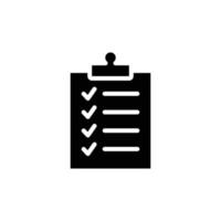 klembord checklist icoon. eenvoudige solide stijl. document met vinkje, zakelijke overeenkomst concept. glyph vectorillustratie geïsoleerd op een witte achtergrond. eps 10. vector