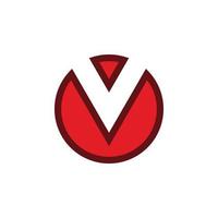 cirkel rood brief v logo ontwerp vector