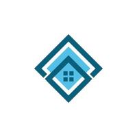 blauw diamant huis logo ontwerp vector