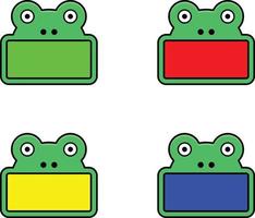 schattig kikker dier bord kleur bundel reeks vector illustratie ontwerp