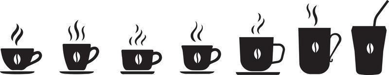 koffie kop icoon set. cups van koffie thee verzameling. heet drinken icoon. beschikbaar beker. kop koffie met stoom. vlak stijl vector