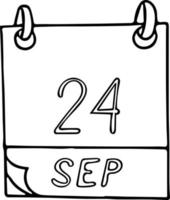 kalender hand- getrokken in tekening stijl. september 24. wereld maritiem dag, Internationale van caravan, datum. icoon, sticker element voor ontwerp. planning, bedrijf vakantie vector