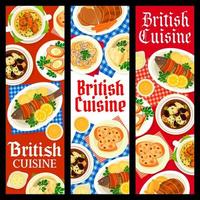 Brits keuken vlees en vis maaltijden vector banners
