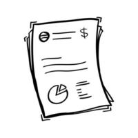 hand- getrokken financieel analytics document icoon in tekening stijl vector