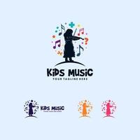 kleurrijk kinderen spelen muziek- logo ontwerp vector