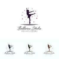 ballerina in de sterren logo ontwerp sjabloon vector