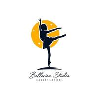 ballerina danser logo ontwerp sjabloon vector
