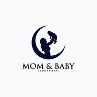 moeder Holding een weinig baby logo ontwerp vector