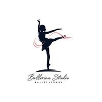 ballerina met lint logo ontwerp sjabloon vector