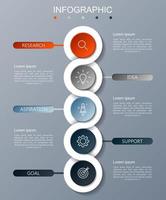 infographic sjabloon met de beeld van 5 rechthoeken vector