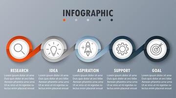 infographic sjabloon met de beeld van 5 rechthoeken vector