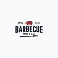 wijnoogst barbecue steak gegrild logo vector