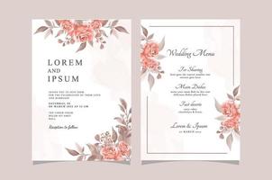 elegante bloemen handgetekende bruiloft uitnodigingskaartsjabloon vector