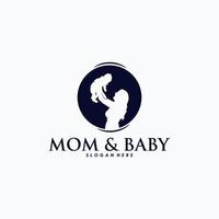 mam en baby logo ontwerp vector