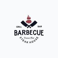 wijnoogst barbecue steak gegrild logo vector