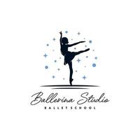 ballerina in de sterren logo ontwerp sjabloon vector