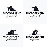 reeks van fotograaf retro logo ontwerp, cameraman symbool vector