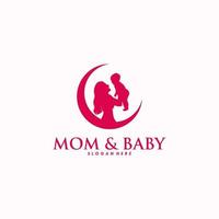 moeder Holding een weinig baby logo ontwerp vector