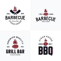 verzameling van barbecue en Steak-restaurant logo reeks vector