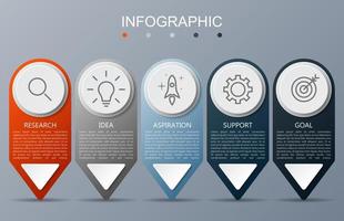 infographic sjabloon met de beeld van 5 rechthoeken vector