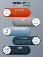 infographic sjabloon met de beeld van 5 rechthoeken vector