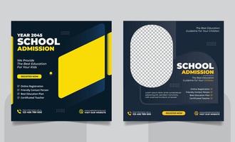 school- toelating sociaal media post banier, leerzaam sociaal media post plein folder terug naar school- web banier ontwerp sjabloon vector